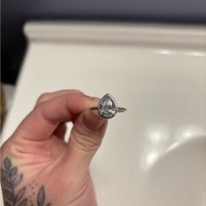 Pandora sparkling pear halo ring